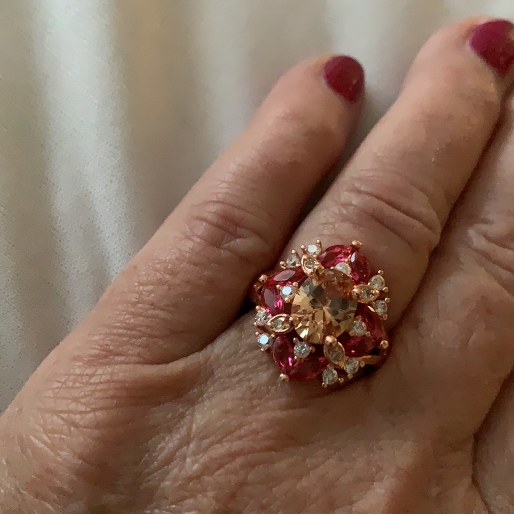 ✅Firm Price✅Pink Tourmaline, Morganite, Diamond Cocktail Ring